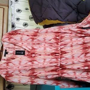 INC maxi dress fully lined .  Gold, orange and white.  Left side opening.